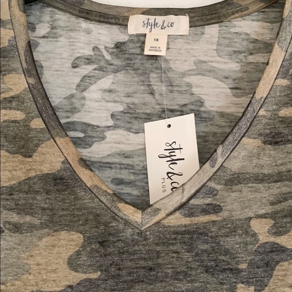 NEW Style & Co camouflage plus size top 1X 2X - Picture 2 of 5
